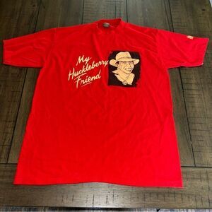 Vintage 80s Jerzees By Russell‎ My Huckleberry Friend T-Shirt Red Large Made USA